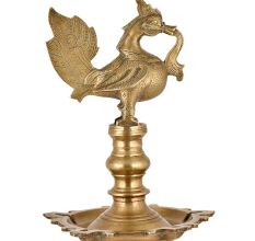Brass Peacock Oil Diya Inauguration Lamp for Temples