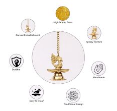 2 Pieces Brass Peacock 7 Wick Hanging Chain Diya