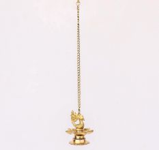 2 Pieces Brass Peacock 7 Wick Hanging Chain Diya
