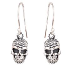 Human Skull 92.5 Sterling Silver Halloween Earrings