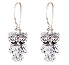 Fashionable Owl Halloween 92.5 Sterling Silver Earrings