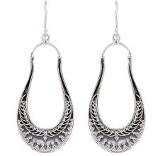 92.5 Sterling Silver Long Classic  Dangle Earrings