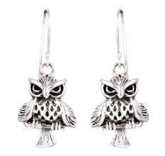 92.5 Sterling Silver Owl Drop & Dangle Earring