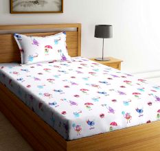 SWHF Chic Home Kids 180 TC Cotton Single Bedsheet with One Pillow Covers (Monsters Hunt)