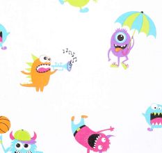SWHF Chic Home Kids 180 TC Cotton Single Bedsheet with One Pillow Covers (Monsters Hunt-1)