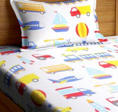 SWHF Chic Home Kids 180 TC Cotton Single Bedsheet with One Pillow Covers (Transport)