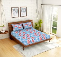 Spaces 104 TC Cotton Double Bed Sheet with 2 Pillow Covers