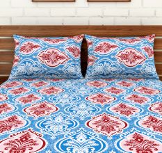 Spaces 104 TC Cotton Double Bed Sheet with 2 Pillow Covers