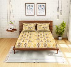 Spaces 104 TC Cotton Double Bed Sheet with 2 Pillow Covers