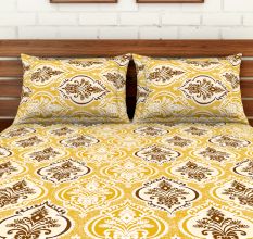 Spaces 104 TC Cotton Double Bed Sheet with 2 Pillow Covers