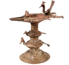 Traditional Peacock Oil lamp Dhokra Metal Tribal Art