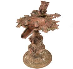 Traditional Peacock Oil lamp Dhokra Metal Tribal Art