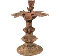 Traditional Peacock Oil lamp Dhokra Metal Tribal Art