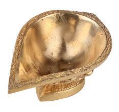 Brass Kuber Diya Leaves Engraved Worship Lamp