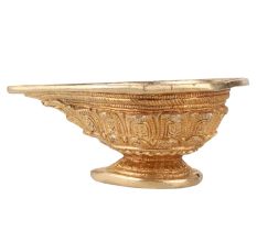 Brass Kuber Diya Leaves  Oval Base Worship Lamp