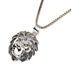 92.5 Sterling Silver Lion Face Pendant For Men and Women