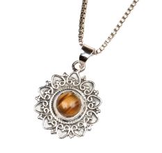 Hearts Floral 92.5 Sterling Silver Pendant With Round Semi Precious Stone
