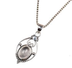 Semi precious Stone Embedded 925 Sterling Silver Pendant Jewelry