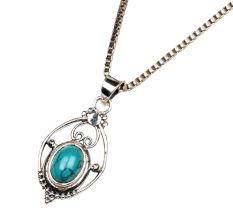 Oval Turquoise Stone Wired 92.5 Sterling Silver jewelry