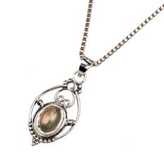 Golden Semi precious Engraved 92.5 Sterling Silver Pendant
