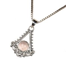 Triangular Semi Precious Spiral Design 92.5 Sterling Silver Pendant Necklace