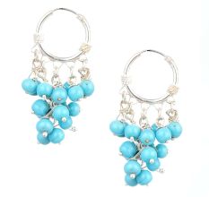 Sterling Silver Dangle Earrings With white Moon Stone Beads