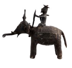 Hand Made Brass Tribal Man  Elephant Figurine