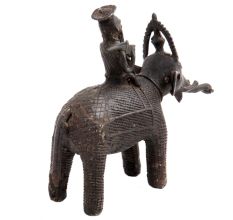 Hand Made Brass Tribal Man  Elephant Figurine