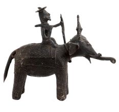 Hand Made Brass Tribal Man  Elephant Figurine