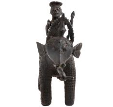 Hand Made Brass Tribal Man  Elephant Figurine