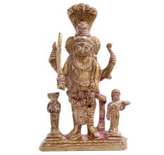 Brass Statue Of Lord Vishnu Avatar With Sheshnag