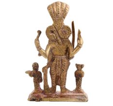 Brass Statue Of Lord Vishnu Avatar With Sheshnag