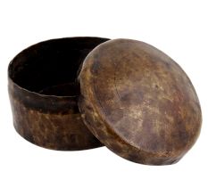 Round Brass Vintage Hammered Design Box