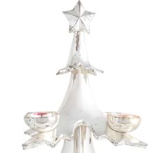 Copper Christmas Tree Candle Stand In Silver Polish