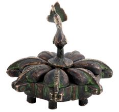 Brass Peacock Top Seven Compartment Bindi Box