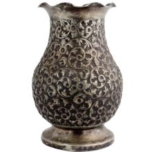Ornate Floral Motifs Engraved Solid Brass Vase