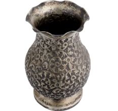 Ornate Floral Motifs Engraved Solid Brass Vase