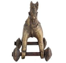Brass Horse On Wheels Temple Toy