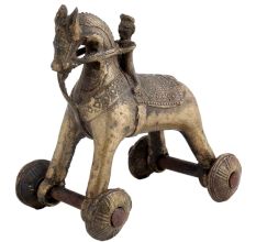 Brass Horse On Wheels Temple Toy