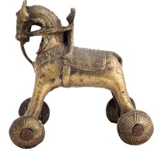 Brass Horse On Wheels Temple Toy