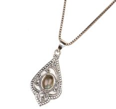 Semi Precious 92.5 Sterling Silver Pendant Necklace