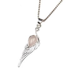 Moonstone Teardrop Feather Embedded 92.5 Sterling Silver Jewelry