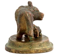 Brass Kamdhenu Cow With Calf Worship Statue
