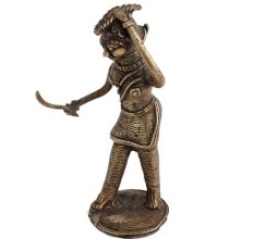 Brass Tribal lady with Grass Cutter In Hand Statue