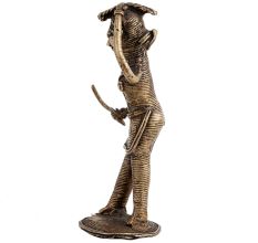 Brass Tribal lady with Grass Cutter In Hand Statue