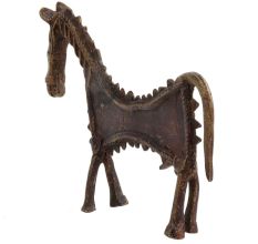 Brass Elongated Horse Tribal Statue