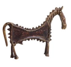 Brass Elongated Horse Tribal Statue