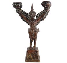 Brass Garuda Statue With Two Candle Holders