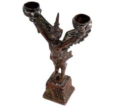 Brass Garuda Statue With Two Candle Holders