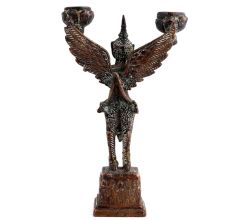 Brass Garuda Statue With Two Candle Holders